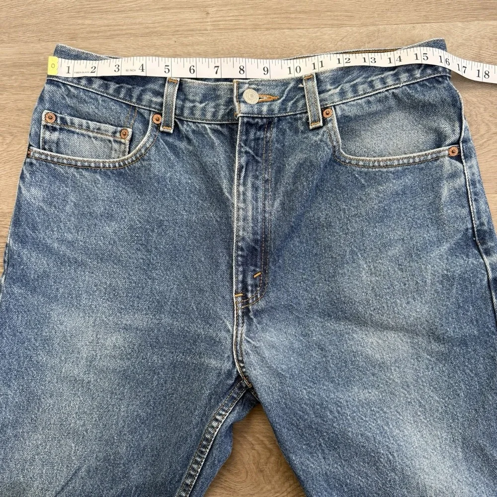 Vintage Y2K Levis 505 Distressed Cutoff Raw Hem Jeans Tag 34x30 Fits 32x26 Blue